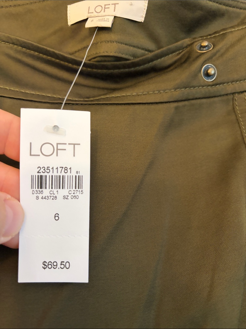 NWT LOFT Women’s Olive A-Line Wrap Skirt, size 6 - Picture 3 of 6